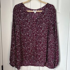 JCrew Women's Floral Burgundy Top